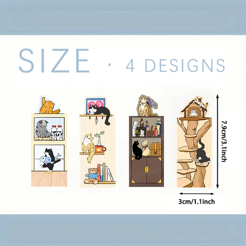 Cat World Warm Cabin Magnetic Bookmarks Set Cute Cartoon Cat Theme Page Clips For Students Reading Stationery Office School Supplies Gift