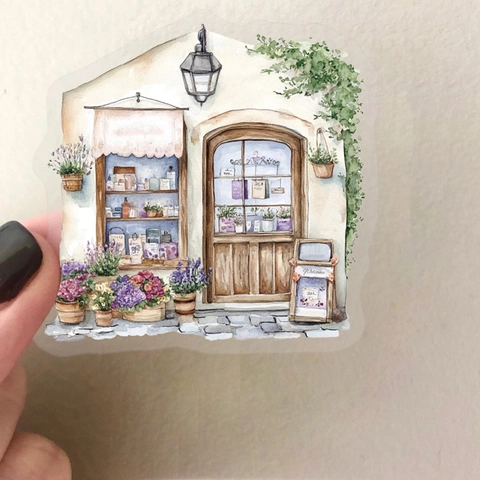 Vintage Watercolor Storefront PET Stickers Waterproof Transparent European Architecture Decals For Scrapbooking Decoration
