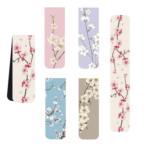 Floral Magnetic Bookmark Cute Cherry Blossom Plum Flower Page Markers For Reading Stationery Student Gift Office School Accessory