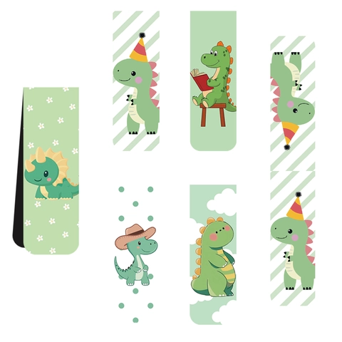 Cute Dinosaur Cartoon Magnetic Bookmarks For Kids Students Magnet Cardboard Page Markers For School Office Reading Gift