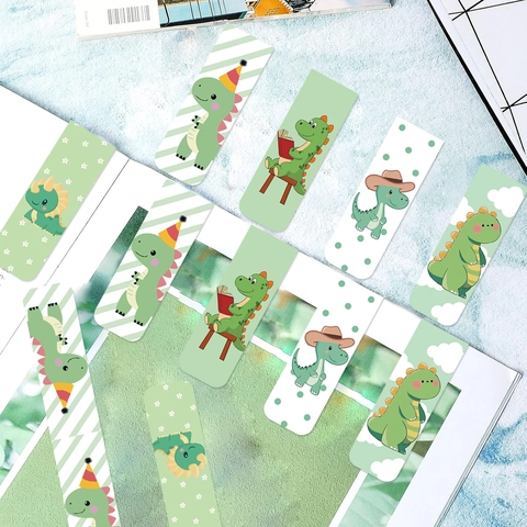 Cute Dinosaur Cartoon Magnetic Bookmarks For Kids Students Magnet Cardboard Page Markers For School Office Reading Gift