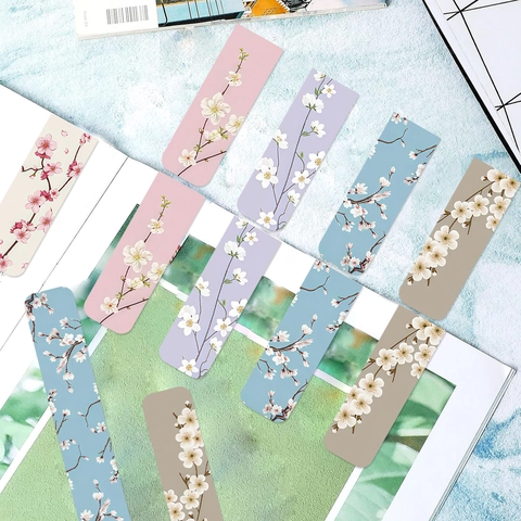 Floral Magnetic Bookmark Cute Cherry Blossom Plum Flower Page Markers For Reading Stationery Student Gift Office School Accessory