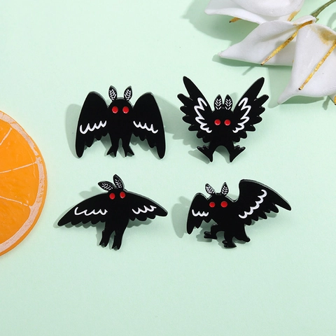 Gothic Mottenmann Emaille Pin Schwarz Fledermaus Brosche Halloween Abzeichen Cartoon Legierung Schmuck Für Rucksack Kleidung Unisex