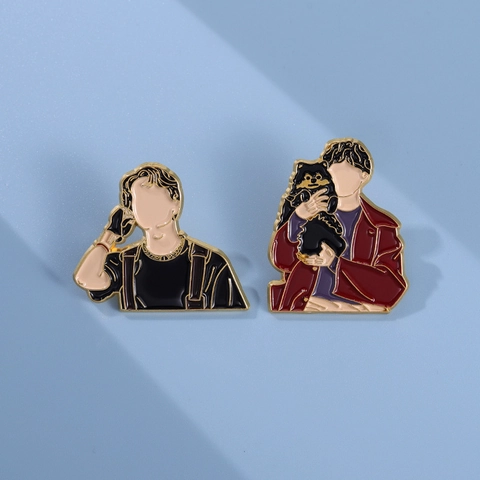 Minimalist Cartoon Figure Enamel Pin Brooch Zinc Alloy Character Badge For Backpack Clothing Decor Gift Unisex Jewelry