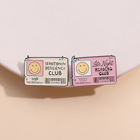 Creative Identity Card Enamel Pin Badge Alloy Late Night Readers Club Serotonin Deficiency Club Brooch For Bag Clothes Decor