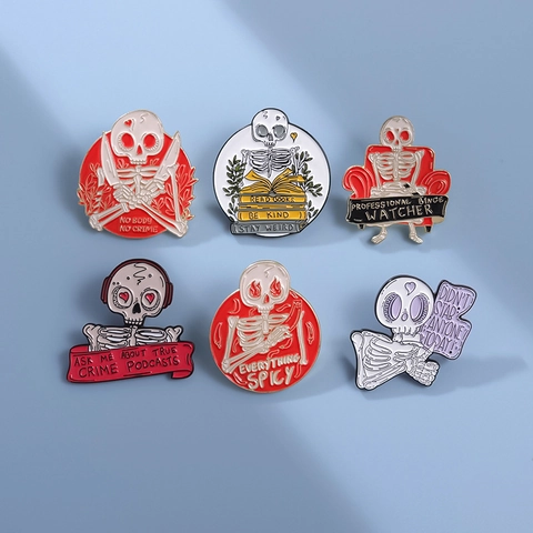 Lustige Halloween Emaille Pins Set Gotisch Skelett Totenkopf Abzeichen Für Kleidung Rucksack Deko Punk Brosche Damen Herren