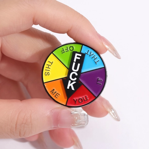 Creative Rotating Decision Turntable Enamel Pin Alloy Colorful Rainbow Round Brooch Personalized Badge For Clothing Decor Jewelry