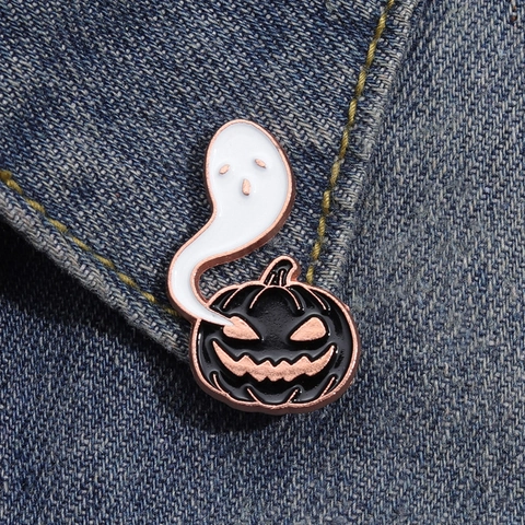 Halloween Creative Pumpkin Head Ghost Alloy Enamel Pin Brooch Cartoon Metal Badge For Party Decoration Accessory Gift