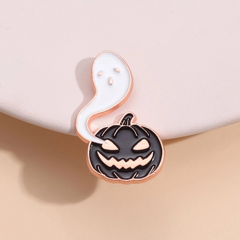 Halloween Creative Pumpkin Head Ghost Alloy Enamel Pin Brooch Cartoon Metal Badge For Party Decoration Accessory Gift