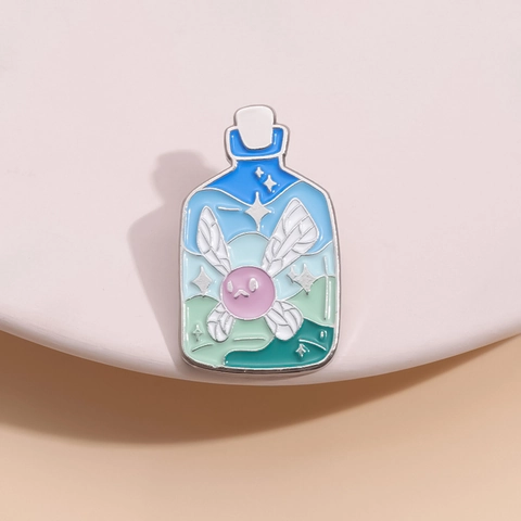 Kreativ Emaille Fee In Flasche Anstecknadel Zinklegierung Cartoon Geist Brosche Süße Reversnadel Für Rucksack Kleidung Dekor Unisex Geschenk