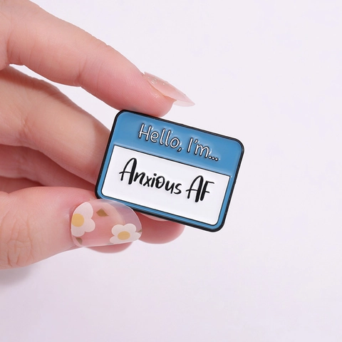 Funny Hello I'm Name Tag Enamel Pins Sarcastic Phrases Brooches Zinc Alloy Metal Badge For Backpack Clothes Accessories