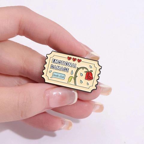 Creative Retro Ticket Book Club Enamel Pins Alloy Brooch Badges For Book Lovers Romance True Crime Spooky Reading Accessories