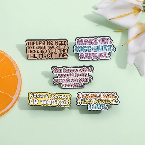 Funny Sarcastic English Slogan Enamel Pin Set Alloy Lacquer Metal Brooch Badge For Backpack Jacket Hat Fashion Accessories Jewelry Gift