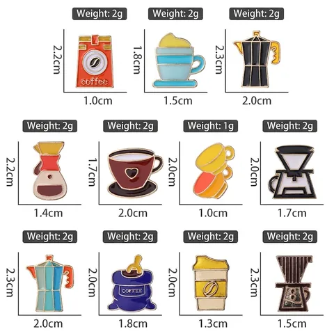 Broches Pin's en Émail Thème Café Dessin Animé Badge Slogan Créatif Tasse à Café Cafetière Moka pour Sac à Dos Unisexe