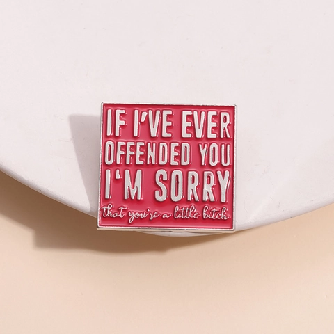 Funny Sarcastic Slogan Square Enamel Pin Zinc Alloy Baking Paint Brooch Humorous Metal Badge For Clothing Backpack Accessories