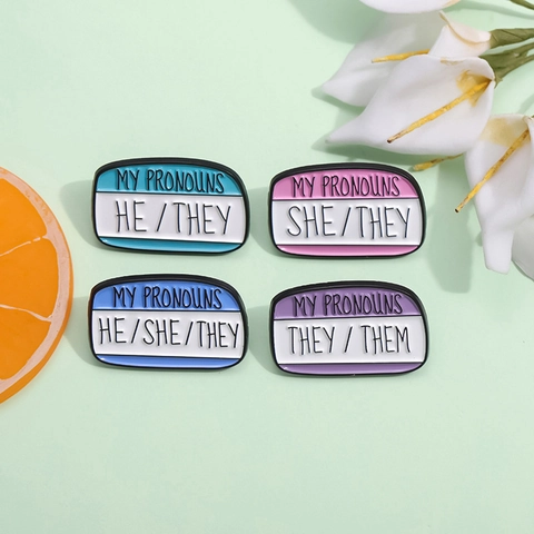 My Pronouns Enamel Pin Badge Alloy Identity Name Tag Brooch For Clothes Bag Hat Accessory For Women Men Teenager Jewelry