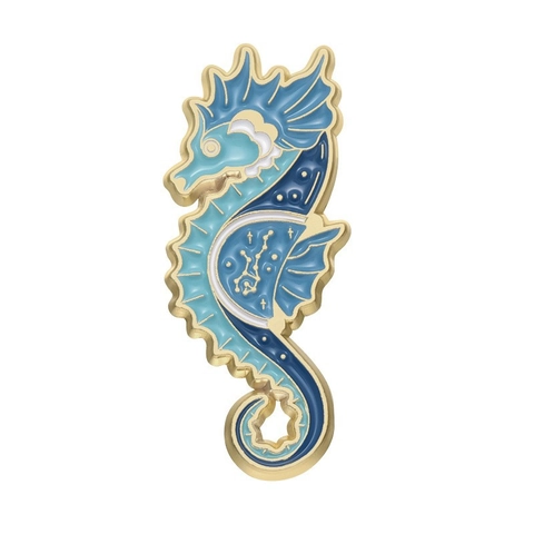 Träumerische Sternenhimmel Emaille Meerestier Brosche Für Damen Legierung Seepferdchen Einsiedlerkrebs Oktopus Mond Sternzeichen Abzeichen Geschenk