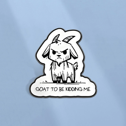 Lustige Cartoon Wütende Ziege Emaille Brosche Pin Goat To Be Kidding Me Wortspiel Abzeichen Schmuck Für Kleidung Tasche