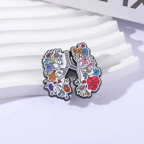 Creatieve Florale Long Emaille Pin Legering Anatomisch Orgaan Broche Bloem Kunst Badge Voor Rugzak Kleding Accessoires Sieraden Cadeau