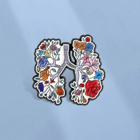 Artistieke Florale Long Anatomische Brosche Kleurrijke Bloem Menselijk Orgaan Emaille Pin Zinklegering Badge Sieraden Cadeau Voor Arts Verpleegkundige