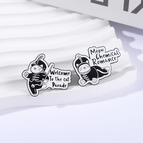 Lustige Katzenparade Meow Chemical Romance Emaille Pin Set Cartoon Marschkapelle Katze Legierung Brosche Für Rucksack Kleidung Zubehör Geschenk