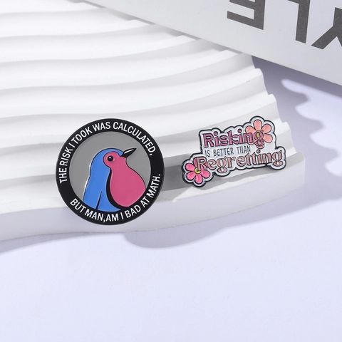 Funny English Quote Enamel Brooches For Women Men Alloy Cartoon Bird Floral Badge Lapel Pins Clothes Bag Jewelry Decoration Gift