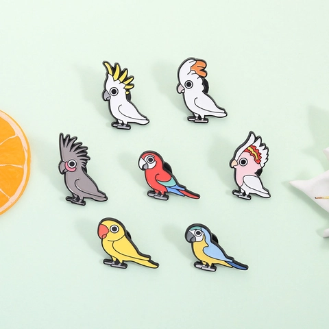 Süße Cartoon Papagei Emaille Brosche Legierung Vogel Abzeichen Tier Dekorative Nadel Für Kleidung Taschen Rucksäcke Mode Schmuck