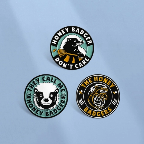 Épingles en Émail de Blaireau de Miel de Dessin Animé Drôle Broche en Alliage de Zinc Ronde Badges Accessoires de Bijoux pour Sac à Dos Vêtements Cadeau