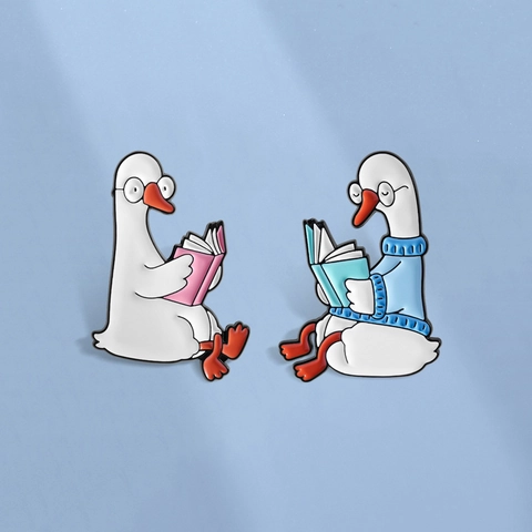 Cartoon Gans Brosche Metall Emaille Pin Lustige Lesende Ente Abzeichen Süße Tier Revers Pin Für Rucksack Student Geschenk