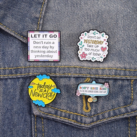 Inspirational English Quotes Enamel Pin Alloy Brooch Cartoon Metal Badge For Clothing Backpack Decoration Accessory