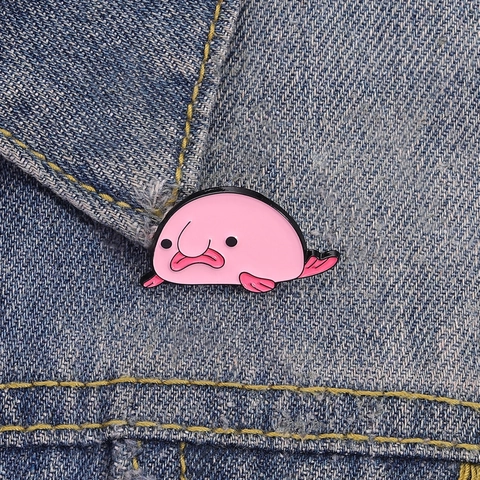 Cute Cartoon Pink Blobfish Enamel Brooch Pin Alloy Funny Animal Badge For Backpack Clothing Decor Unisex Jewelry Gift
