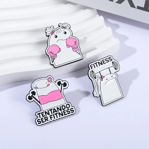Lustige Fitness Mädchen Zinklegierung Emaille Brosche Humorvolle Flork Cartoon Anstecknadel Boxen Gewichtheben Abzeichen Minimalistischer Schmuck Geschenk