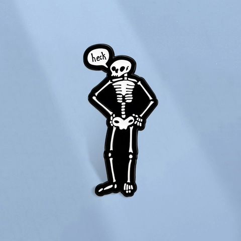 Grappige Skelet Legering Emaille Broche Met Heck Tekstballon Cartoon Dark Style Badge Voor Jas Rugzak Accessoires