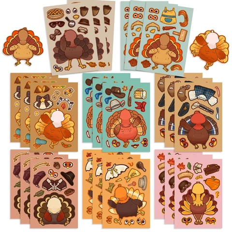 Thanksgiving DIY Truthahn Aufkleber Für Kinder Cartoon Herbst Handwerk Aufkleber Für Thanksgiving Party Dekor Schule Geschenk