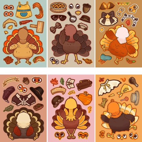 Thanksgiving DIY Truthahn Aufkleber Für Kinder Cartoon Herbst Handwerk Aufkleber Für Thanksgiving Party Dekor Schule Geschenk