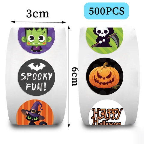 Halloween Cartoon Runde Aufkleber Rolle Kürbis Geist Spinne Muster Für DIY Umschlag Versiegelung Geschenk Deko Party Zubehör