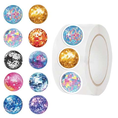 500pcs Disco Ball Washi Paper Stickers Roll Waterproof Round Mirror Mosaic Effect Decorative Labels For DIY Scrapbook