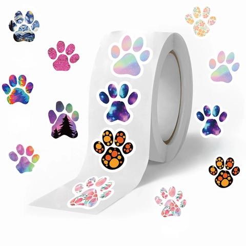 Waterproof Cartoon Dog Paw Print Stickers Artistic Washi Tape For DIY Scrapbooking Envelope Seal Gift Wrap Kids Reward Labels