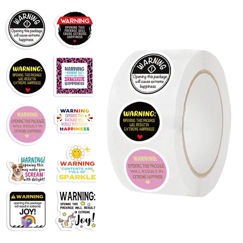 Creative Cartoon Warning Sealing Labels Roll For Parcel Gift Box Envelope Decoration Scrapbooking Supplies Stickers Multi Pattern
