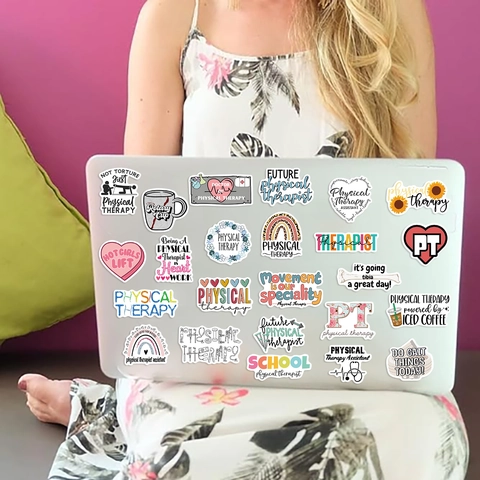 Pegatinas de Fisioterapia Impermeables de PVC Tema Médico PT Calcomanías para Laptop Botella de Agua Regalo Profesional