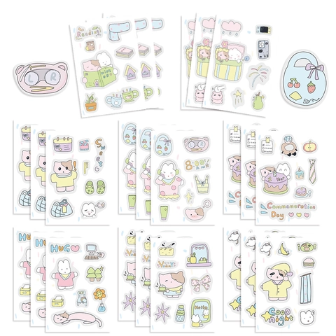Autocollants De Scrapbooking Animaux Dessins Animés Coréens Mignons Imperméables PVC DIY Papeterie Pour Ordinateur Portable