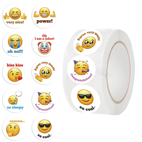 Autocollants en Papier Washi Emoji Ronds Étiquettes Inspirantes Décoratives pour Scrapbooking Journal Scellage d'Enveloppes Autocollants de Récompense