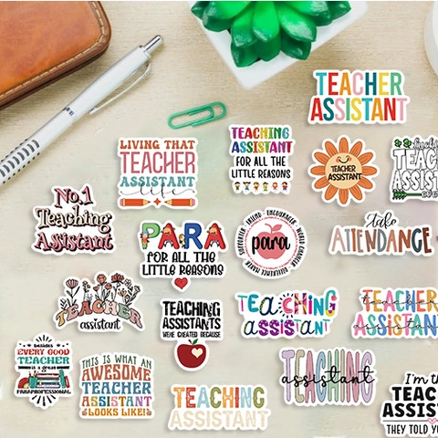 Lehrer Assistent Paraeducator Aufkleber Wasserdicht PVC Doodle Decals Für Laptop Schreibwaren Schule Dekor Geschenk