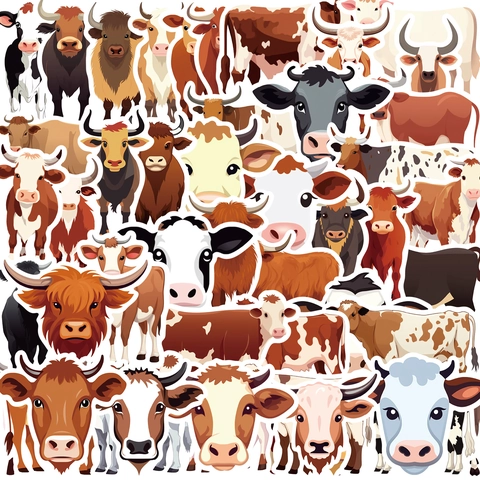 Cartoon Cow Graffiti Stickers Waterproof PVC Vinyl Aesthetic Decals Laptop Luggage Guitar DIY Decoration Gift Kids Teens