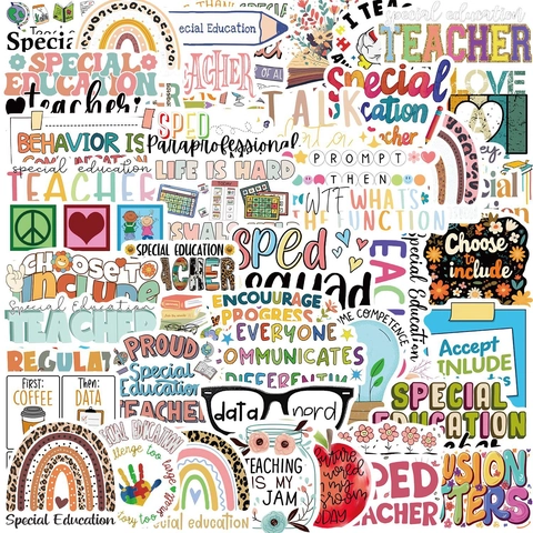 Speciaal Onderwijs Leraar Stickers PVC Waterbestendig SPED Squad Inspirerende Decals Voor Laptop Bagage School Klaslokaal DIY