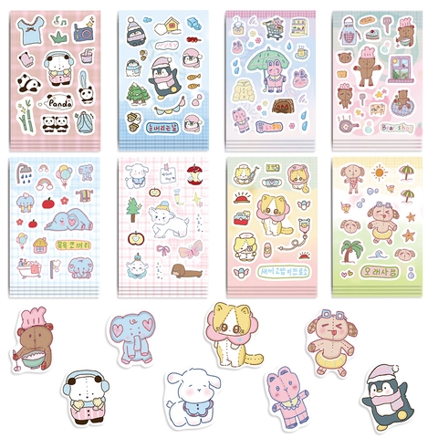Süße Cartoon Tier Wasserdichte PVC Aufkleber Für Tagebuch DIY Handyhülle Notizbuch Deko Koreanischer Stil Schreibwaren Sticker