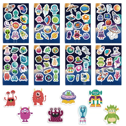 Ruimte Astronaut Waterbestendige PVC Stickers Voor Scrapbooking Journaling Telefoonhoes Laptop DIY Decoratieve Cartoon Alien Decals