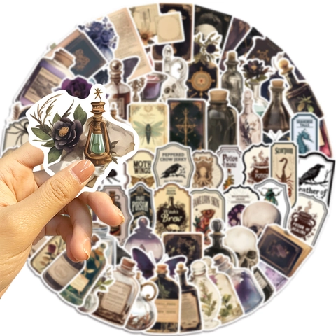 Adesivi Vintage Con Boccette Di Pozioni Gotiche Impermeabili In PVC Dark Academia Per Laptop Scrapbooking Fai Da Te Diari Decorazione