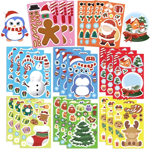 Set Adesivi Cartoni Animati Natale Fai Da Te Babbo Natale Pupazzo Neve Impermeabili PVC Decalcomanie Per Cover Cellulare Taccuino