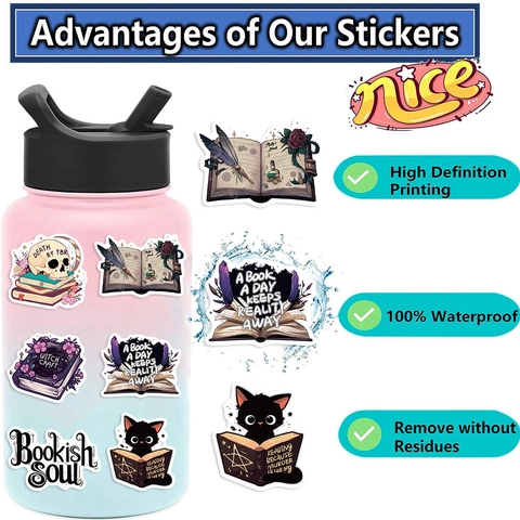100 Stuks Witchy Bookish Stickers Waterdicht Vinyl Gothic Decals Voor Laptop Gitaar Dagboek DIY Scrapbooking Decor Cadeau